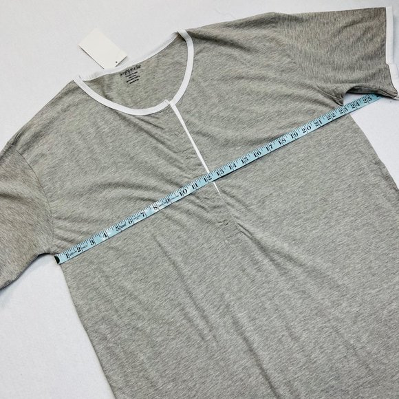 Singing on a Star Women's One Size Fits Most Grey Short Sleeve Henry Neck Sleep - Picture 7 of 8